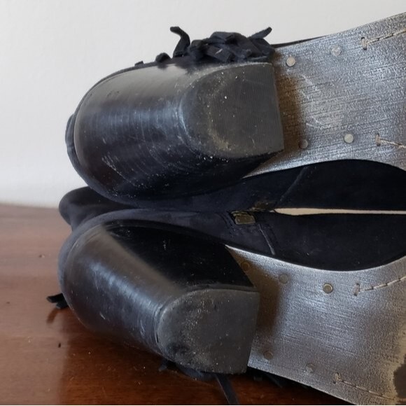 Sam Edelman Women's Louie Black Suede Fringe Ankle Zip Up Boots Size 7 - Picture 10 of 11